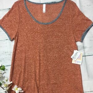 LuLaRoe Classic T Shirt Heathered Retro Ringer S NWT Linen Blend Scoop Neck